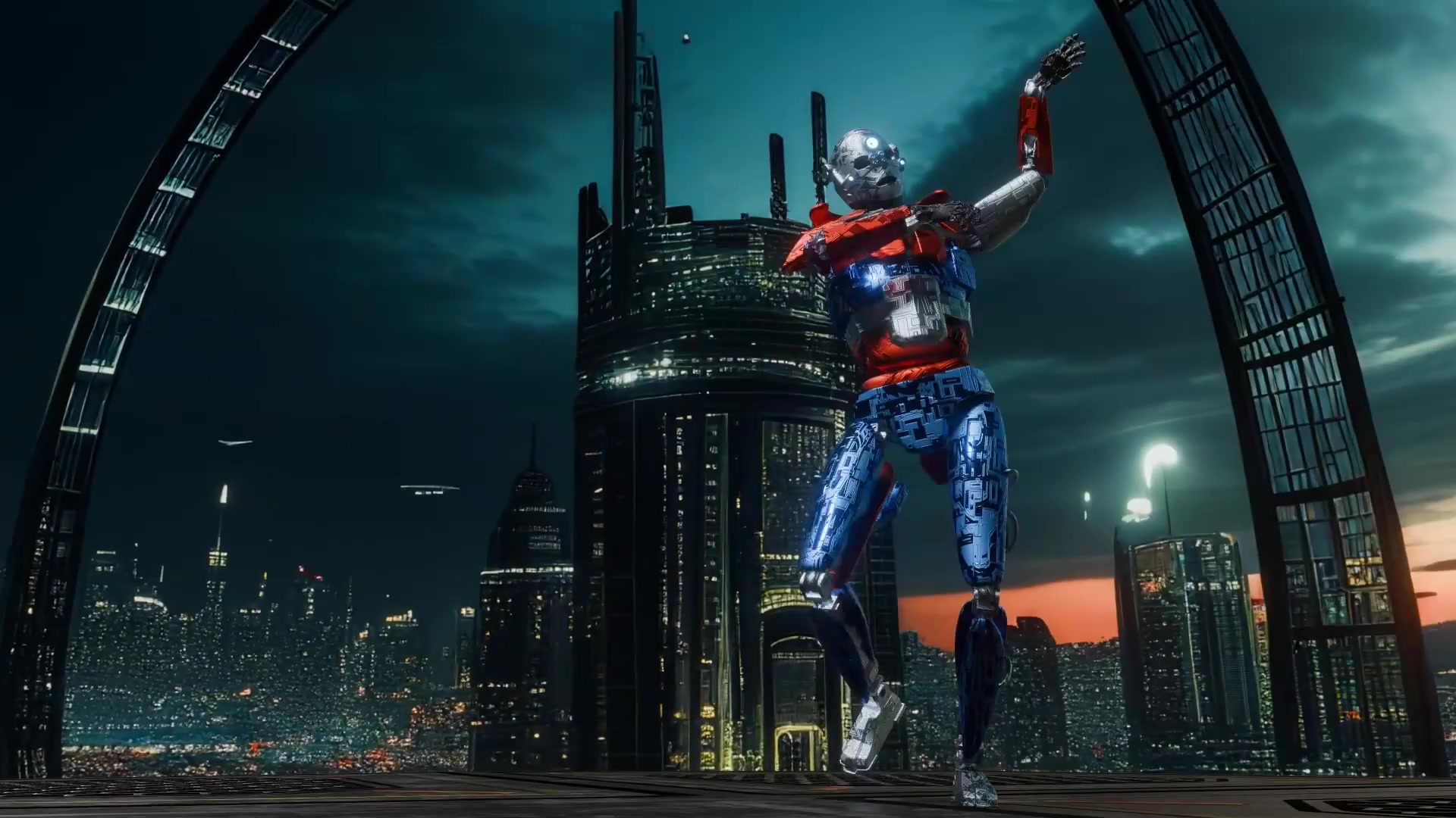 ROBOT FLYING GODLIKE OVER NEON CITY 🔥 by E2E Smoke